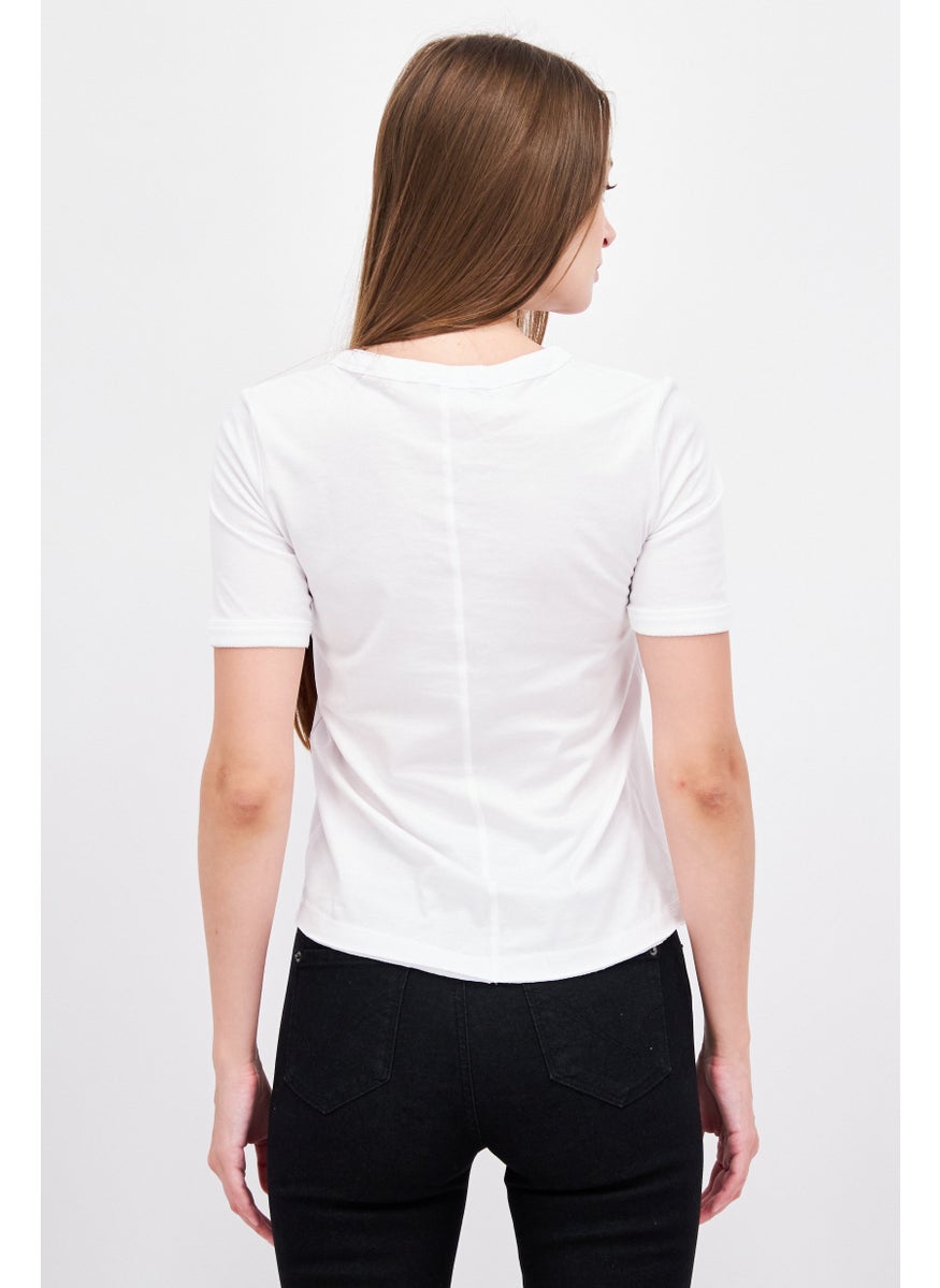 ESPRIT Women Round Neck Short Sleeves Graphic  Print T-Shirt, White  - Image 4