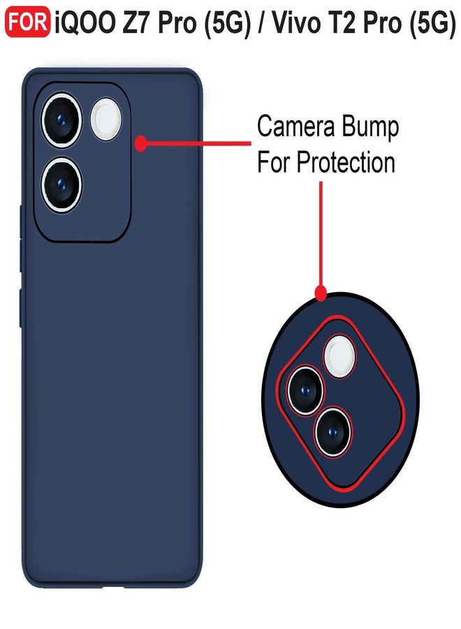 CEDO iQOO Z7 Pro (5G) / Vivo T2 Pro (5G) Back Cover | Camera Bump Protection & Inner Velvet Fabric Lining | Ultra Slim Matte Soft Rubberised Case Cover (Blue) - Image 3