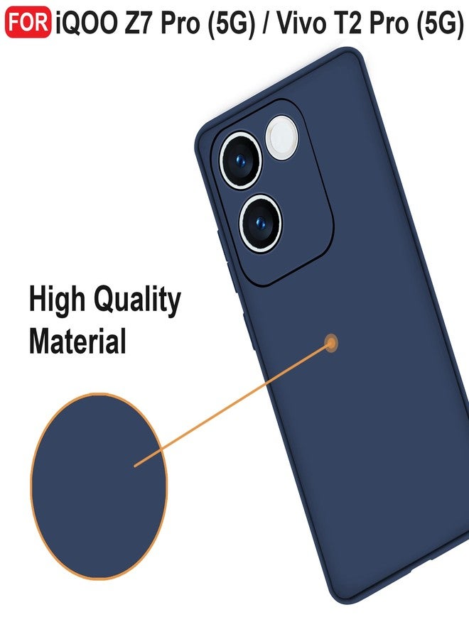 CEDO iQOO Z7 Pro (5G) / Vivo T2 Pro (5G) Back Cover | Camera Bump Protection & Inner Velvet Fabric Lining | Ultra Slim Matte Soft Rubberised Case Cover (Blue) - Image 5
