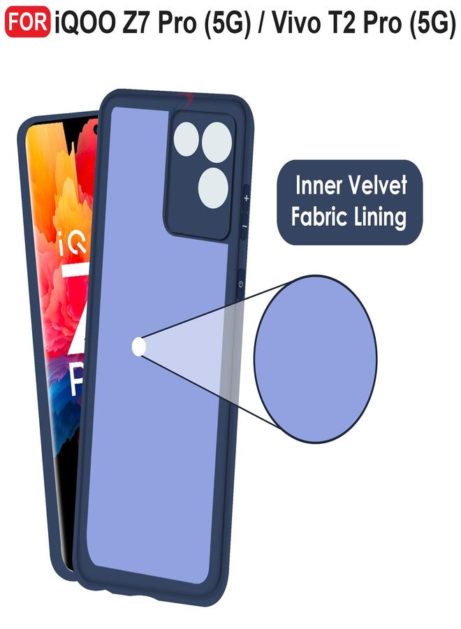 CEDO iQOO Z7 Pro (5G) / Vivo T2 Pro (5G) Back Cover | Camera Bump Protection & Inner Velvet Fabric Lining | Ultra Slim Matte Soft Rubberised Case Cover (Blue) - Image 4
