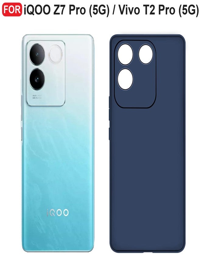 CEDO iQOO Z7 Pro (5G) / Vivo T2 Pro (5G) Back Cover | Camera Bump Protection & Inner Velvet Fabric Lining | Ultra Slim Matte Soft Rubberised Case Cover (Blue) - Image 2