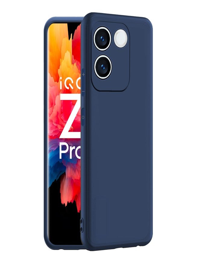 CEDO iQOO Z7 Pro (5G) / Vivo T2 Pro (5G) Back Cover | Camera Bump Protection & Inner Velvet Fabric Lining | Ultra Slim Matte Soft Rubberised Case Cover (Blue) - Image 1