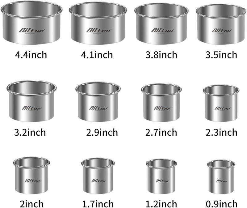 ALL-TOP 12 Pcs Round Biscuit Cutter - Stainless Steel Baking Essential Tool for Effortless Circle Cookie Shaping,Pastry,Cake Decoration&Fondant Creation – Precise Cut Utensil for Dumpling,Scone, Donut - Image 4