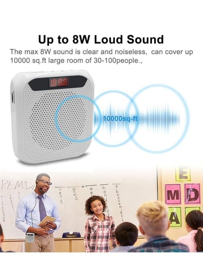 Generic Portable Bluetooth loudspeaker teacher coach tour guide teaching waist hanging lecture small speaker player with headset lanyard white  - Image 2