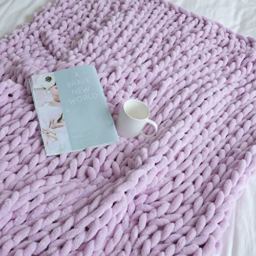 Maetoow Chenille Chunky Knit Blanket Throw （40×50 Inch）, Handmade Warm & Cozy Blanket Couch, Bed, Home Decor, Soft Breathable Fleece Banket, Christmas Thick and Giant Yarn Throws, Purple - Image 4