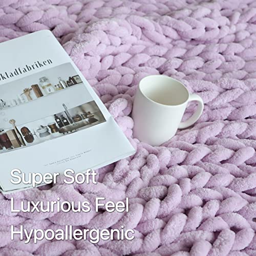Maetoow Chenille Chunky Knit Blanket Throw （40×50 Inch）, Handmade Warm & Cozy Blanket Couch, Bed, Home Decor, Soft Breathable Fleece Banket, Christmas Thick and Giant Yarn Throws, Purple - Image 3