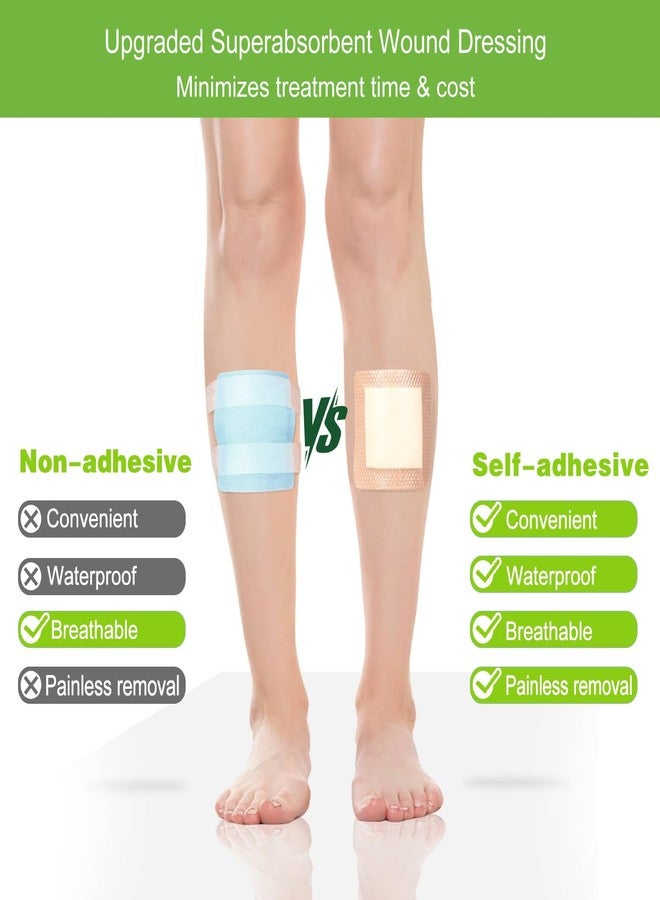 NeuHeils Silicone Super Absorbent Wound Dressing 4''x4'' 20 Packs, Self-Adhesive Waterproof Bandage with Ultrasorb Pad for Heavy Exudates Wound, Soft Gauze Island Dressing - Image 5
