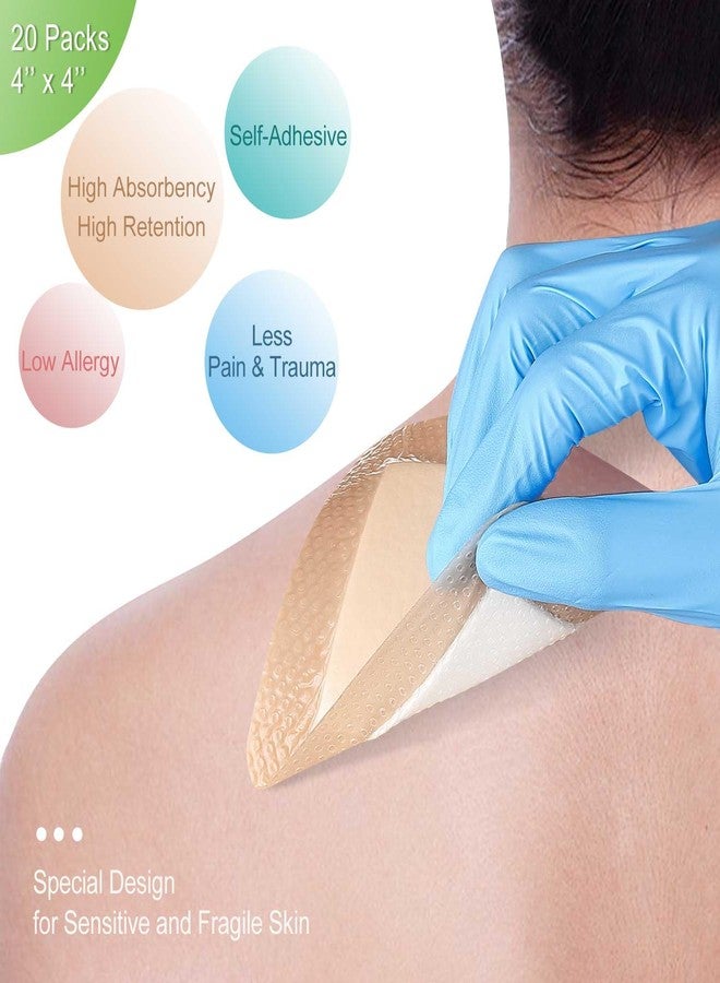 NeuHeils Silicone Super Absorbent Wound Dressing 4''x4'' 20 Packs, Self-Adhesive Waterproof Bandage with Ultrasorb Pad for Heavy Exudates Wound, Soft Gauze Island Dressing - Image 3