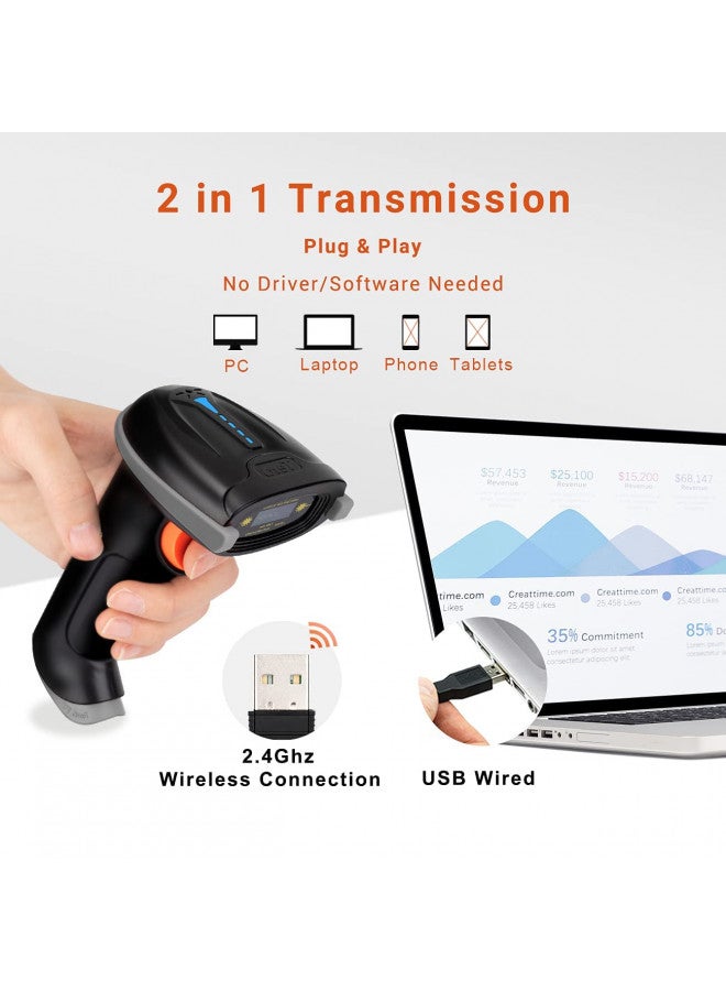 Tera Tera Barcode Scanner Wireless Versatile 2-in-1 (2.4Ghz Wireless+USB 2.0 Wired) with Battery Level Indicator, 328 Feet Transmission Distance Rechargeable 1D Laser Bar Code Reader USB Handheld (Grey)  - Image 5