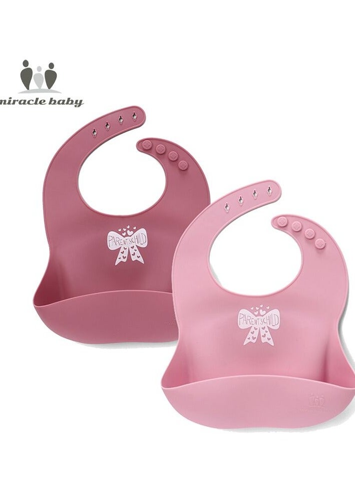Miracle Baby 2PCS Set Silicone Baby Bibs for Toddlers Adjustable Waterproof baby feeding bibs 6-36Month - Image 1