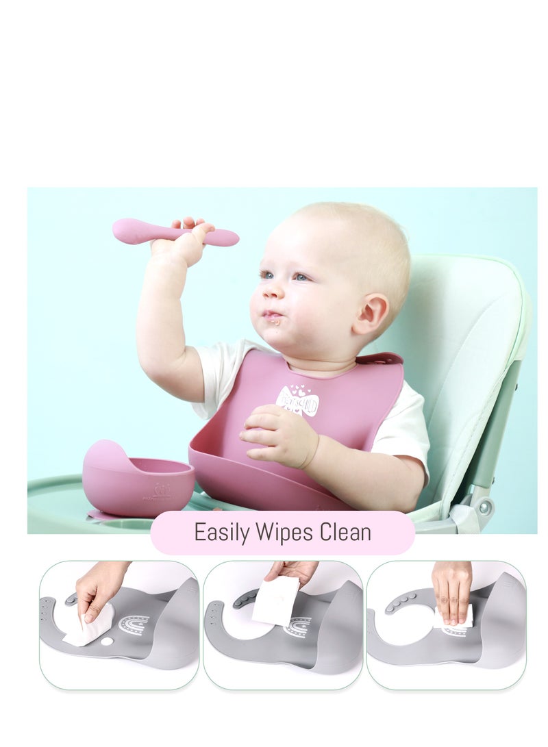 Miracle Baby 2PCS Set Silicone Baby Bibs for Toddlers Adjustable Waterproof baby feeding bibs 6-36Month - Image 2