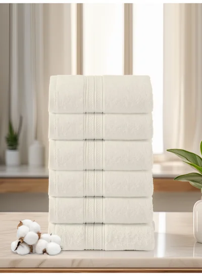 Donetella 6-Pcs Hand Towel Set (40x70 cm) – 100% Combed Cotton 600 GSM | Quick Dry, Ultra-Absorbent, Thick & Plush | Ideal for Spa, Gym, Hotel & Everyday Luxury