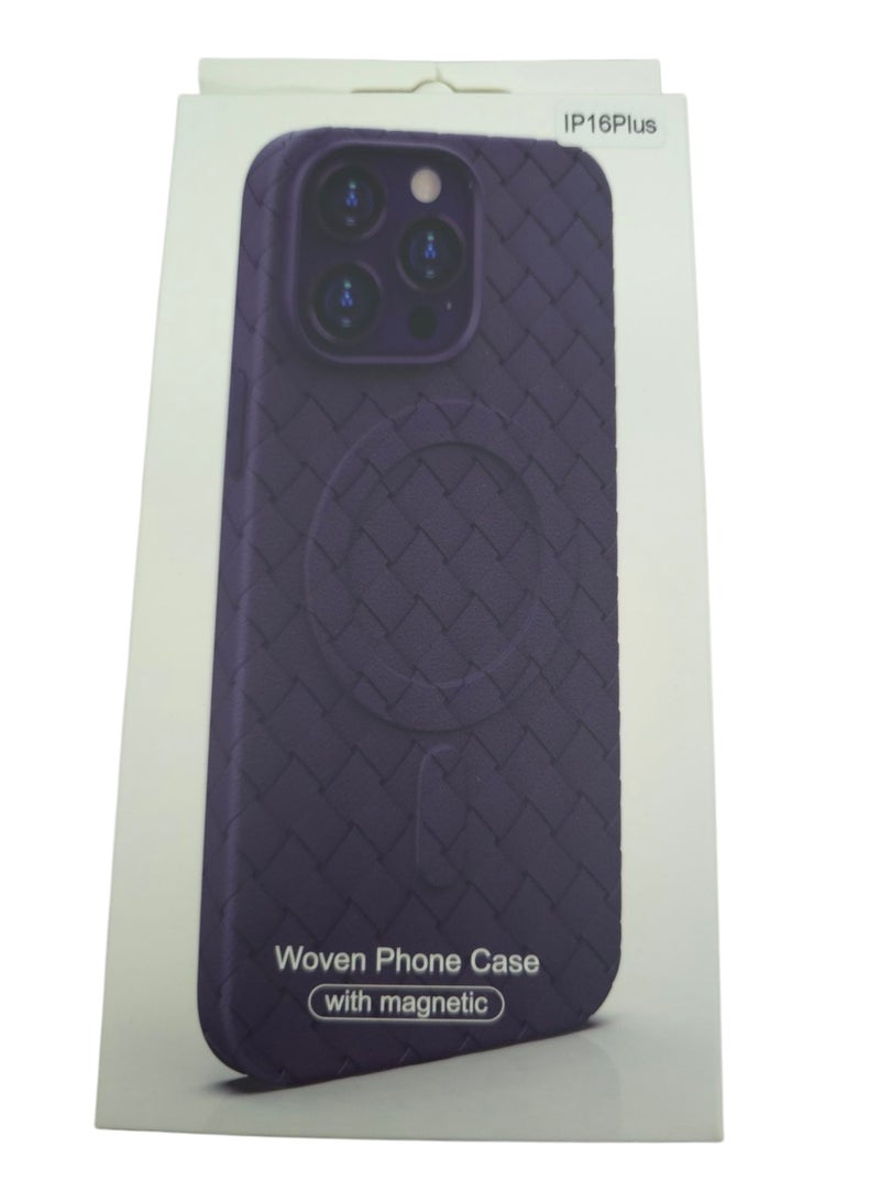 جراب لهاتف 16بلس مقاس 6.7 بوصة، مصنوع من نسيج كامل، ملمس الجلد، أداة مبتكرة تجمع بين الحماية القصوى والتصميم الأنيق، باستخدام مواد عالية الجودة وتقنيات متقدمة، اللون: (بنفسجي) - Image 3