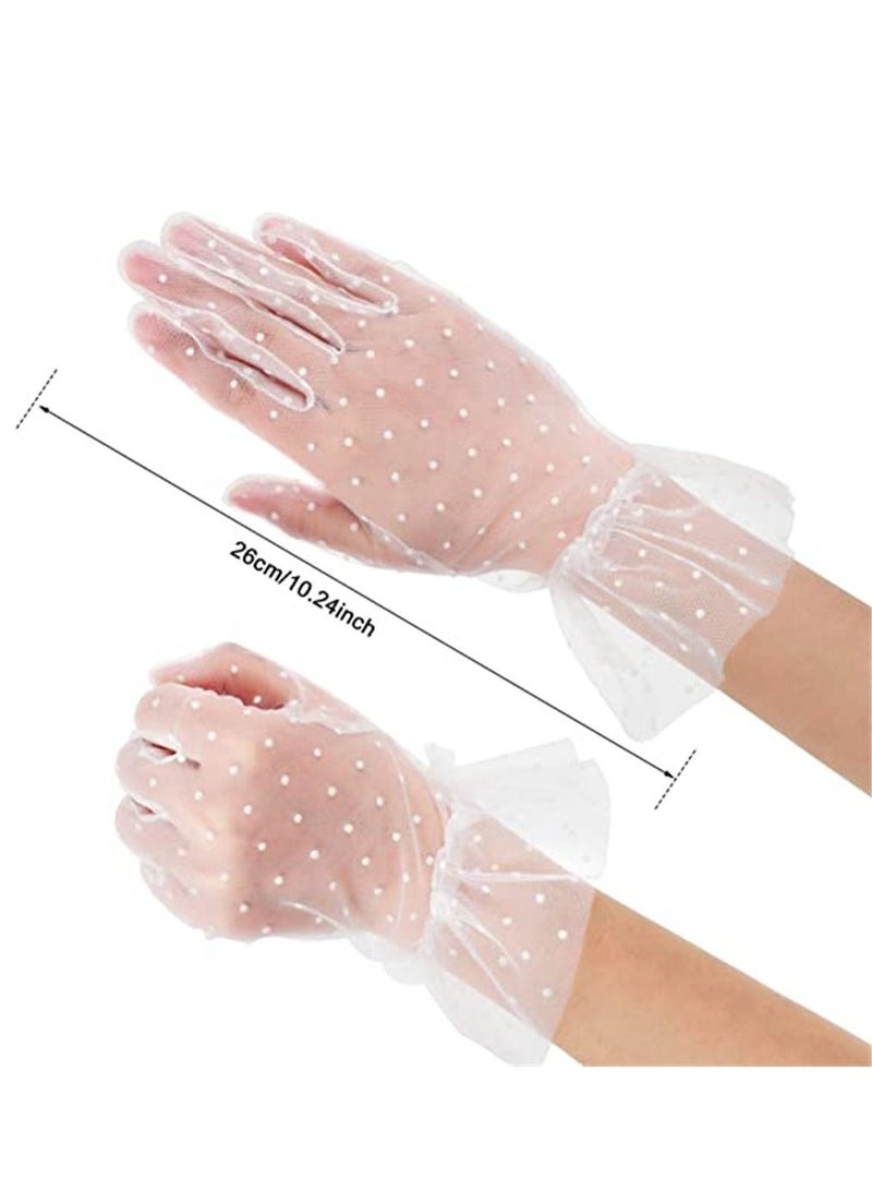 SYOSI Women Lace Glove Short Lace Glove Floral Courtesy Lace Glove for Wedding Tea Party Costume Favors  - Image 3