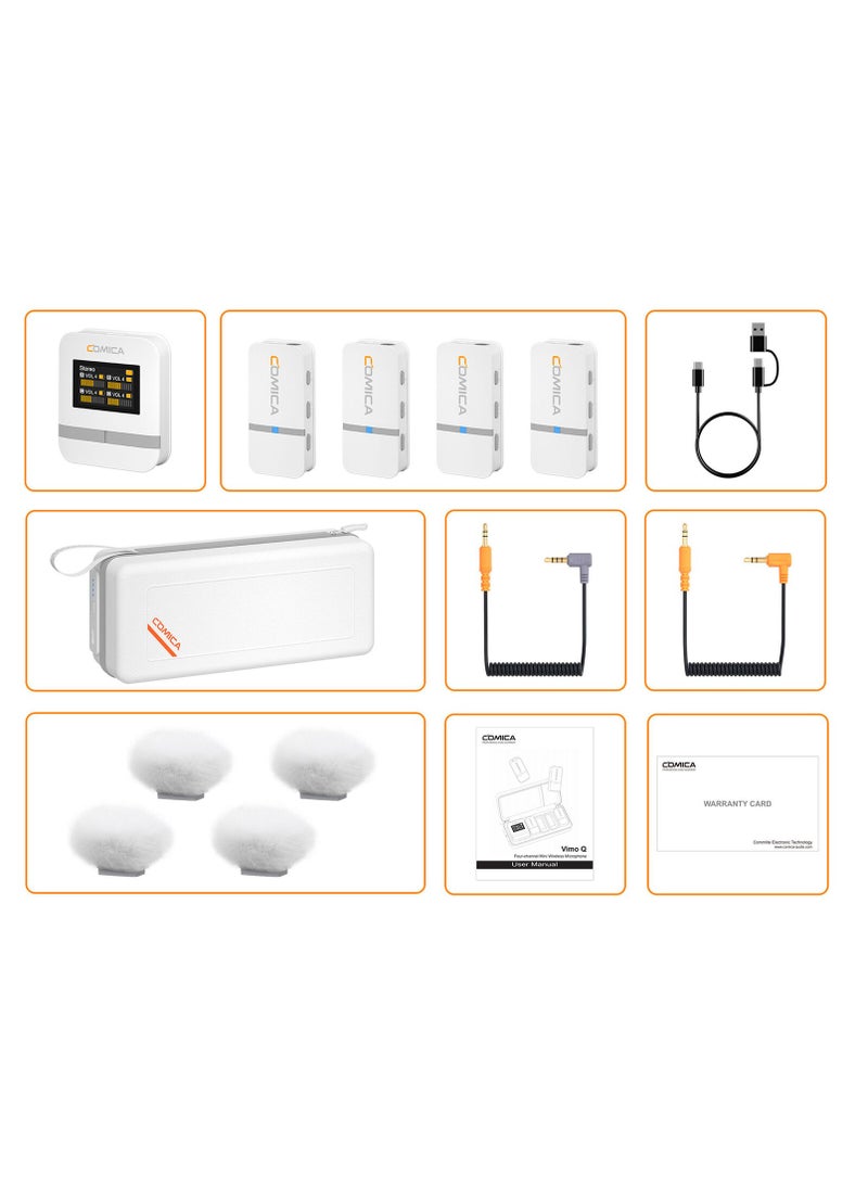 كوميكا نظام ميكروفون لاسلكي Comica Audio Vimo Q K4-Person للكاميرات والهواتف الذكية (أبيض) - Image 4