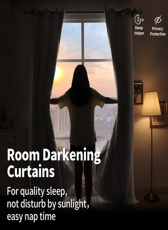 BGment White Room Darkening Curtains for Bedroom with Sheer Overlay, Double Layer Silver Printed Grommet Thermal Insulated Window Tulle Curtains for Living Room, 2 Panels Each 52 x 84 Inch, Pure White - Image 5