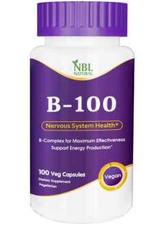 NBL Natural Vitamin B-100, Energy Production, Nervous System Health, 100 Veg Capsules  - Image 1
