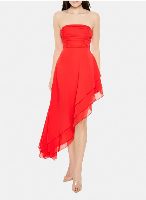 Asymmetrical Lace-Up Midi Dress
