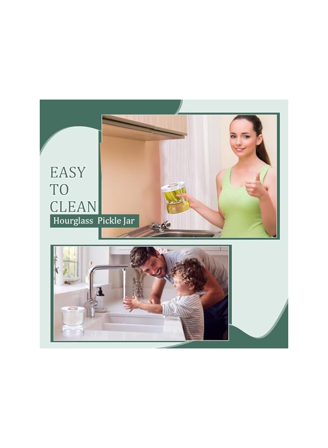 erorex Pickle Jar with Strainer Flip, 800ml Pickle Container, Olive Hourglass Keeper Jar with Airtight Lids and Forks, Plastic Pickle Juice Separator for Food Pickle Olives Storage Kitchen Jar - Image 5