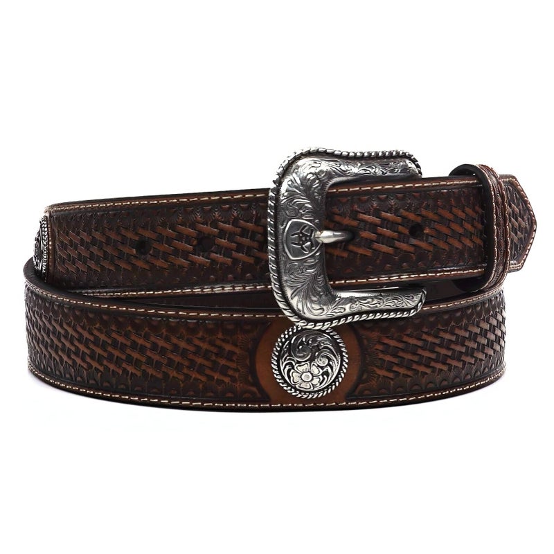 ARIAT Men's Basket Stamp Circle Concho Belt, Tan, 34 - Image 5
