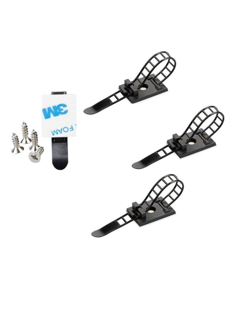 Alissa 100 pcs Cable Clips the Adhesive Cable Ties, Adjustable Nylon Cable Zip Ties and Adhesive Cable Clips with Optional Screw Mount for Cord Management (Black)  - Image 1