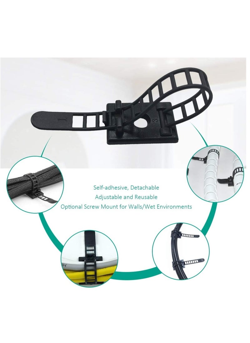 Alissa 100 pcs Cable Clips the Adhesive Cable Ties, Adjustable Nylon Cable Zip Ties and Adhesive Cable Clips with Optional Screw Mount for Cord Management (Black)  - Image 5