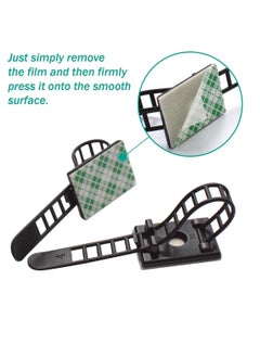 Alissa 100 pcs Cable Clips the Adhesive Cable Ties, Adjustable Nylon Cable Zip Ties and Adhesive Cable Clips with Optional Screw Mount for Cord Management (Black)  - Image 2