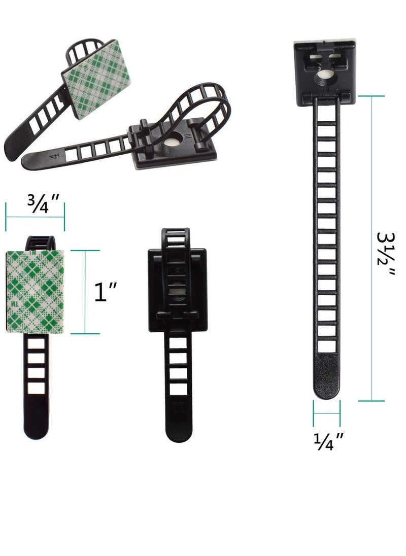 Alissa 100 pcs Cable Clips the Adhesive Cable Ties, Adjustable Nylon Cable Zip Ties and Adhesive Cable Clips with Optional Screw Mount for Cord Management (Black)  - Image 3