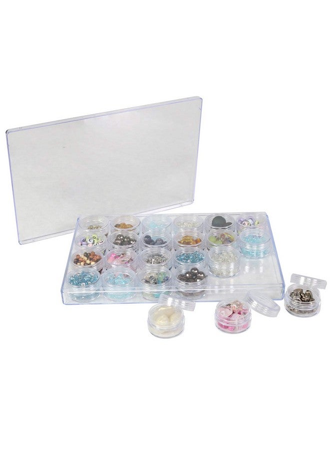 everything Mary Large Plastic Bead Storage Organizer Box 24 Jars Container For Beads & Supplies Organizers For Craft Art & Painting Plastic Container Case For Organization - Image 1