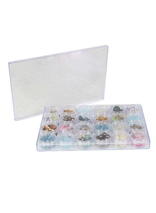 everything Mary Large Plastic Bead Storage Organizer Box 24 Jars Container For Beads & Supplies Organizers For Craft Art & Painting Plastic Container Case For Organization - Image 2