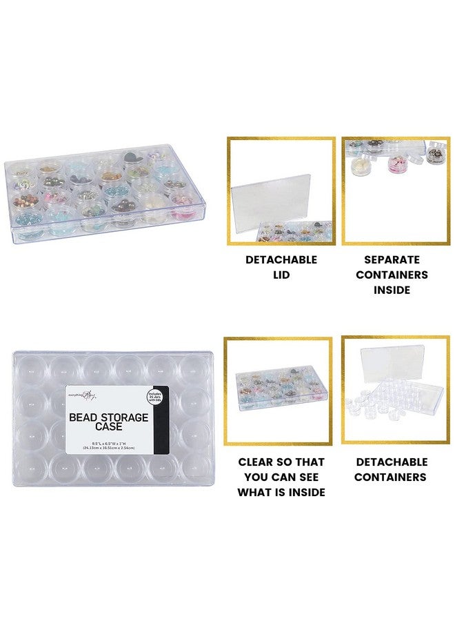 everything Mary Large Plastic Bead Storage Organizer Box 24 Jars Container For Beads & Supplies Organizers For Craft Art & Painting Plastic Container Case For Organization - Image 4