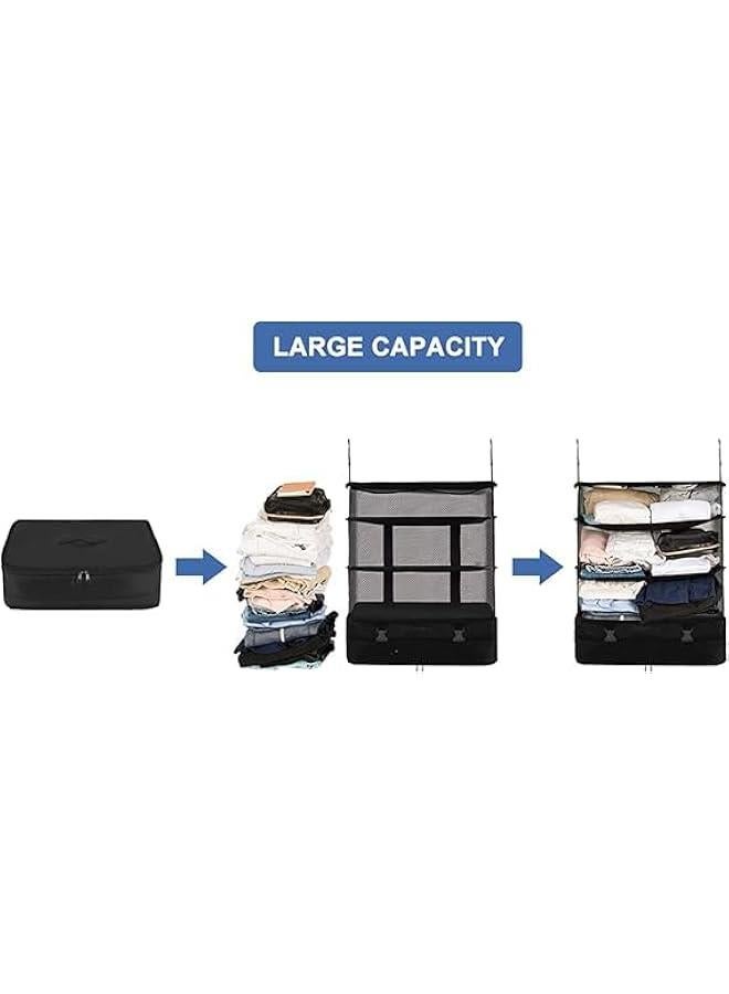 HOOKOR Portable Hanging Travel Shelves, Packing Organizer for Luggage, Bag Packing Cube Organizer Suitcase Storage Large Capacity, Carry on Luggage Suitcase Organize, Beige - Image 3