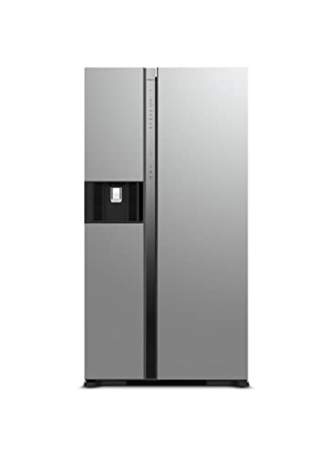 Hitachi 700L Gross, Net 605L Side by Side 2 Door Refrigerator,10 Year Warranty on Inverter Compressor, Dual Fan Cooling, Quick Freezing Touch Control-Ice & Water Dispenser, Glass Silver-RSX700GPUK04GS RSX700GPUK04GS Glass Silver - Image 1