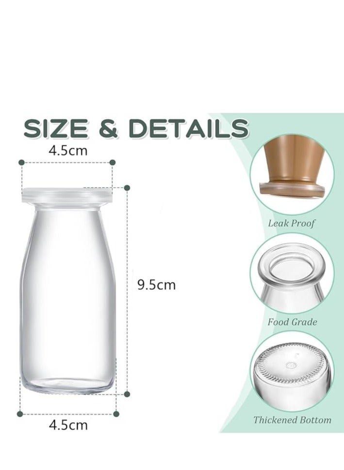 Home zone 20 Pack Small Glass Milk Bottle Clear Mini Glass Bottles with Lids Reusable Glass Milk Jar Small Juice Storage Bottle Vintage Breakfast Shake Container for Drinking Water Honey (3.38 oz)100ML - Image 2