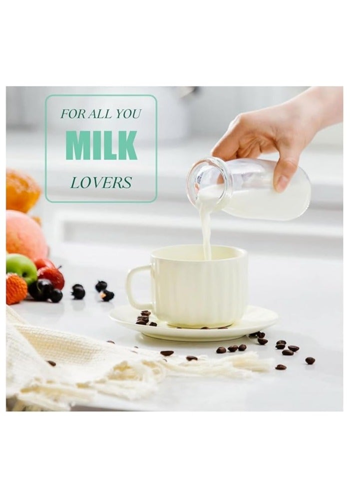 Home zone 20 Pack Small Glass Milk Bottle Clear Mini Glass Bottles with Lids Reusable Glass Milk Jar Small Juice Storage Bottle Vintage Breakfast Shake Container for Drinking Water Honey (3.38 oz)100ML - Image 3