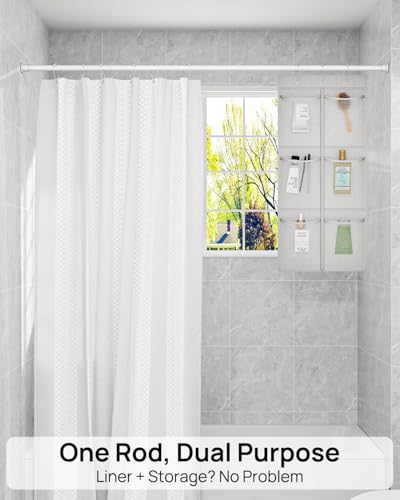 ALLZONE Shower Curtain Rod Tension No Drill, 42-83 Inches,Heavy Duty Tension Curtain Rod, Rustproof Shower Rods for Bathroom, Adjustable Spring Tension Rods for Windows,White - Image 5