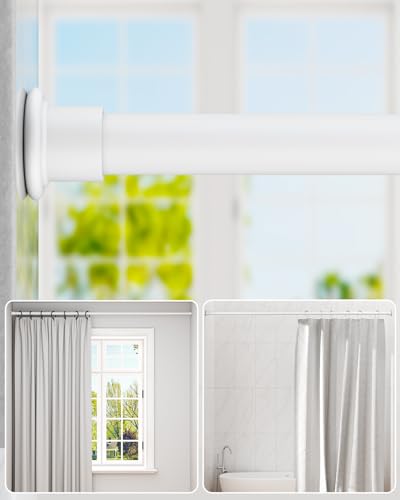 ALLZONE Shower Curtain Rod Tension No Drill, 42-83 Inches,Heavy Duty Tension Curtain Rod, Rustproof Shower Rods for Bathroom, Adjustable Spring Tension Rods for Windows,White - Image 1