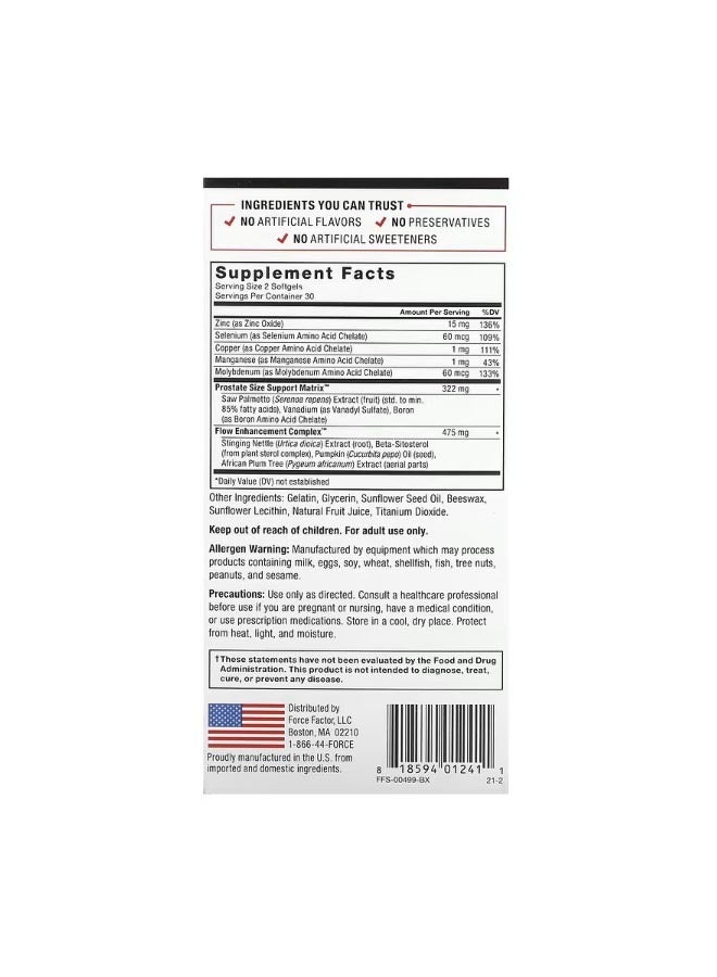 فوريس فاكتور Prostate Natural Prostate Health Solution 60 Easy To Swallow Softgels - Image 2
