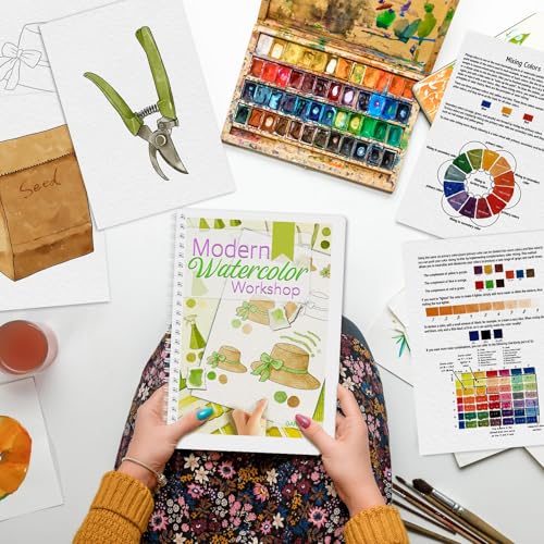 ADEVIAN Watercolor Workbook, Watercolor Workbook Paint Book Beginner Friendly, 12 Different Patterns Stress-Relieving Art Crafts for Creative Exploration Gift for Women Adults Teens (Garden, 1) - Image 2