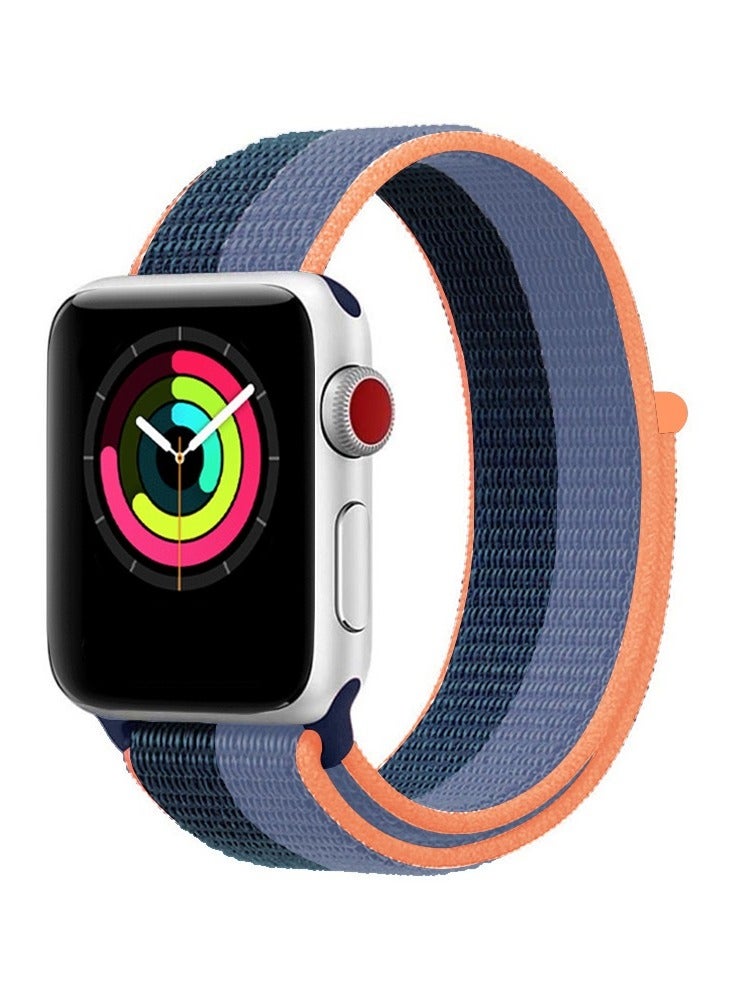 CATANES Nylon Sport Loop Band Compatible for Apple Watch 42mm (Series 10) 38mm 40mm 41mm Blue/Peach - Image 2