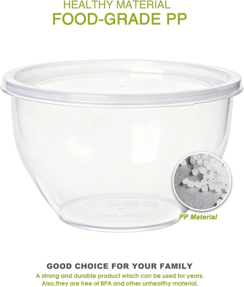 Greentainer Plastic Mixing Bowls Set with Lids, Nesting Bowls for Prepping, Serving, Cooking & Baking, Large Mixing Salad Bowl for Kitchen Storage, Dishwasher & Microwave Safe, Set of 5 (Clear) - Image 3