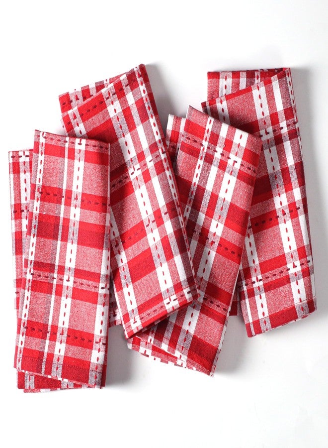 Palisa Christmas Red Cloth Napkins Set of 4 – 18x18 Inch | Decorative Check Dinner Napkins, 100% Cotton Washable & Reusable for Holidays Thanksgiving Parties & Gifts - Image 1