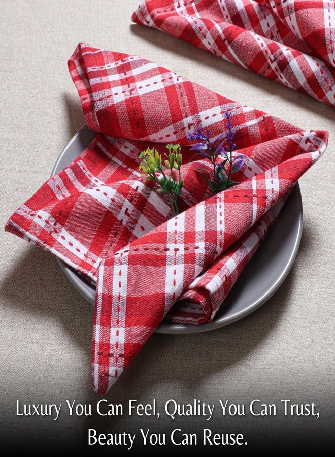 Palisa Christmas Red Cloth Napkins Set of 4 – 18x18 Inch | Decorative Check Dinner Napkins, 100% Cotton Washable & Reusable for Holidays Thanksgiving Parties & Gifts - Image 2