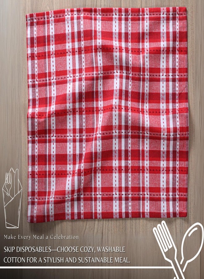 Palisa Christmas Red Cloth Napkins Set of 4 – 18x18 Inch | Decorative Check Dinner Napkins, 100% Cotton Washable & Reusable for Holidays Thanksgiving Parties & Gifts - Image 5