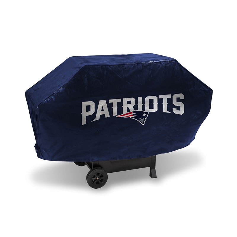 Rico Industries Rico Industries NFL New England Patriots Navy Deluxe Grill Cover Deluxe Vinyl Grill Cover  68 WideHeavy DutyVelcro Staps 