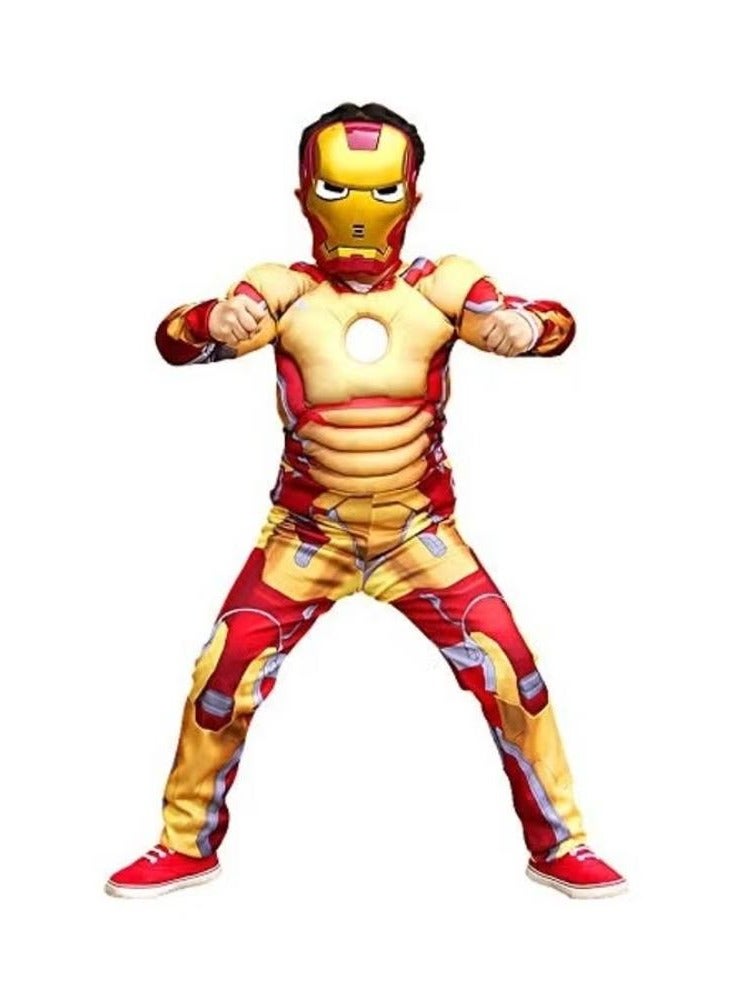 Ironman Muscle Costume In Breathable Polyester Fabric With Mask For Kids - Image 2