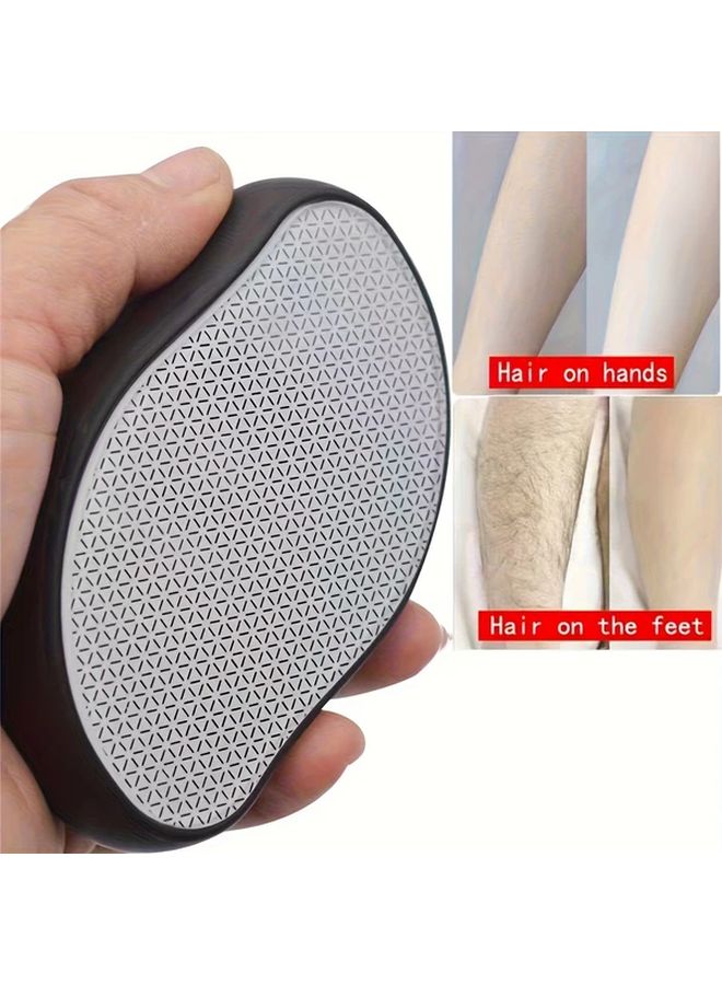 Upgraded Black Grid Pattern Nano Reusable Glass Epilator For Women Leg Hair Removal Washable Manual Body Hair Removal Tool Ergonomic Design Durable Construction Personal Care Travel Essentials - Image 2