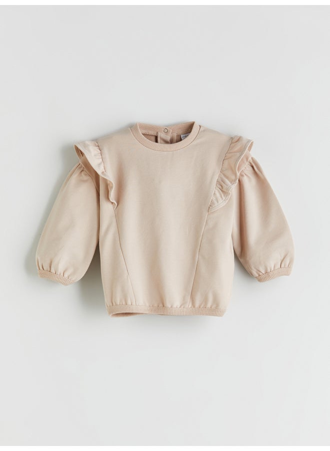 LC WAIKIKI Crew Neck Long Sleeve Baby Girls' Sweatshirt and Tights 2 Pack Set - Image 2