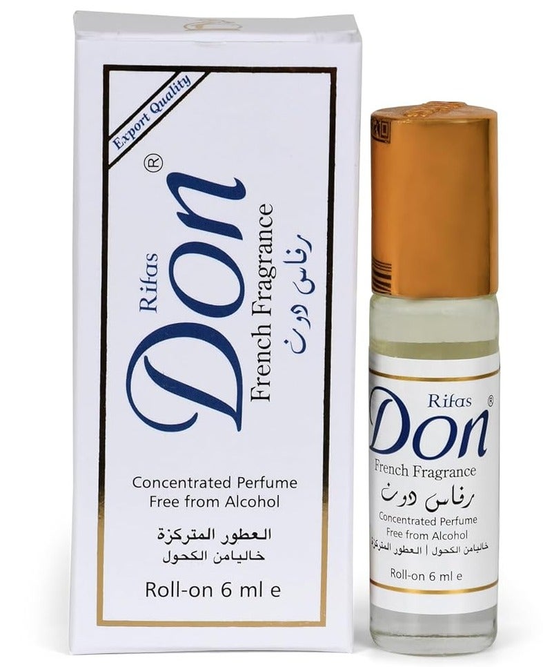 دون ثلاث قطع من عطر ريفاس دون الفرنسي رول أون خالي من الكحول أبيض 3×6 مل - Image 2