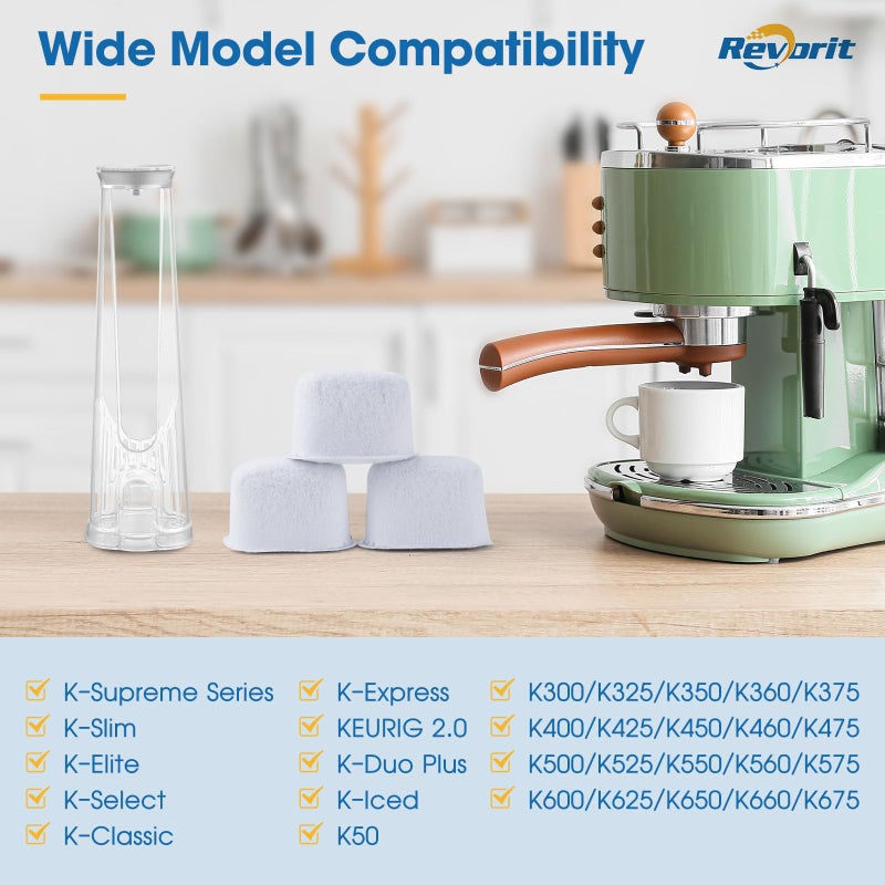 Revorit Keurig Filter Replacement Starter Kit for Keurig 2.0 Brewers K Select, K-Classic, K350 to K575, K-Cafe, Elite, K-Express, K-Duo PLUS with Side Reservoir Filter Holder and 12 Replacement Water Filters - Image 5